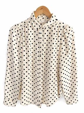 Lauren Conrad Polka Dot Blouse XS | Classic Button-Up Top